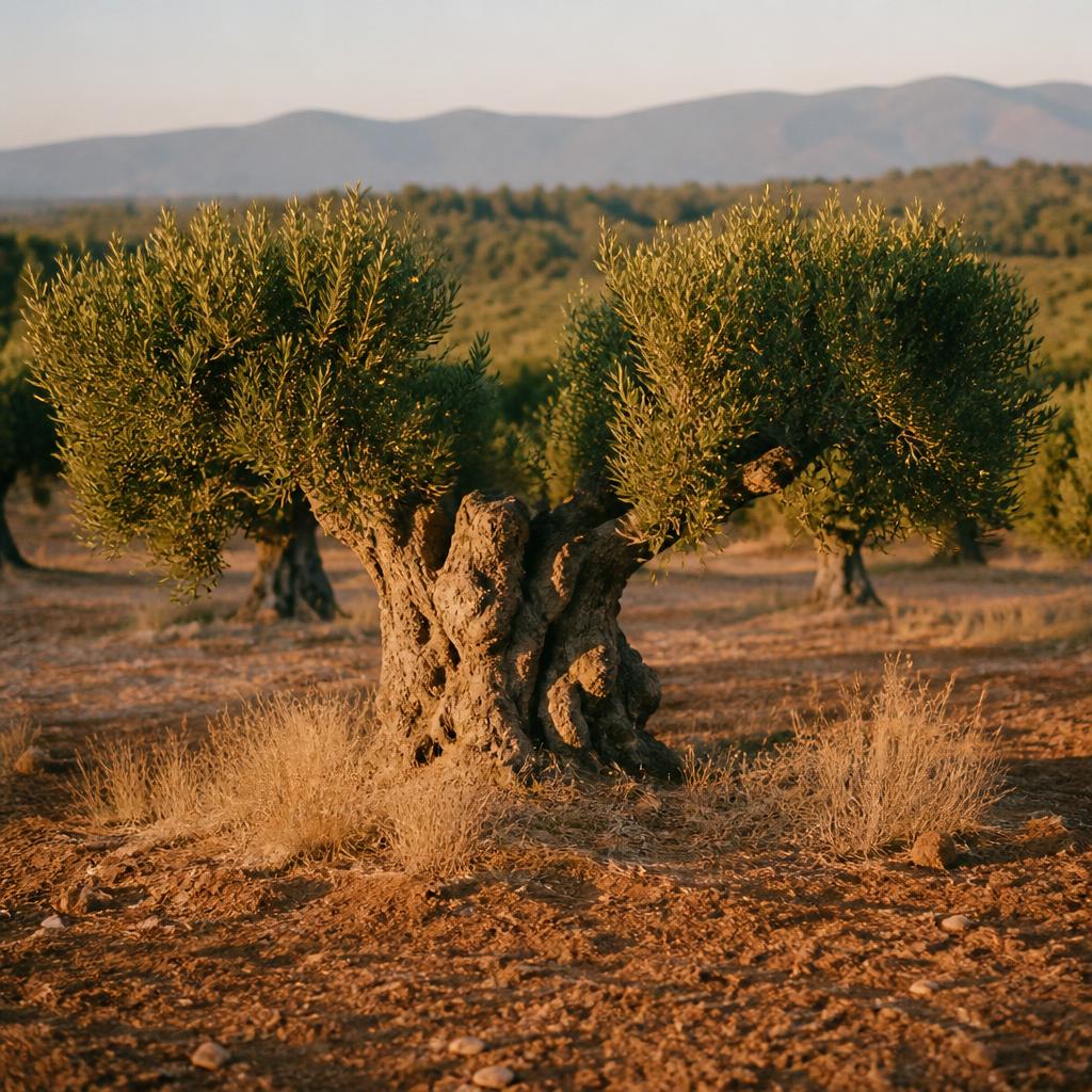 Olivos podados en una finca rústica de Alcover