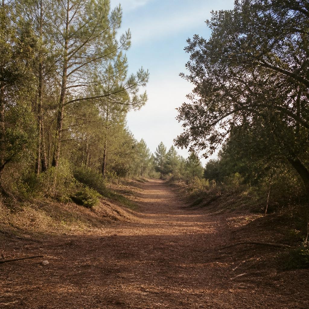 Camino rural limpio en zona forestal de Tarragona
